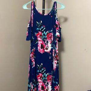 Women's Shoulder Tunic Top Swing T-Shirt Dress